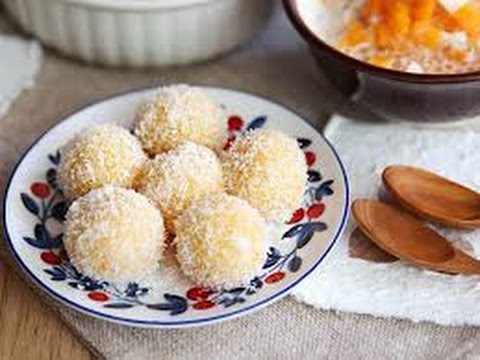 cách nấu khoai lang - Hướng dẫn cách làm bánh nếp khoai lang phủ dừa   Sticky rice balls hấp dẫn